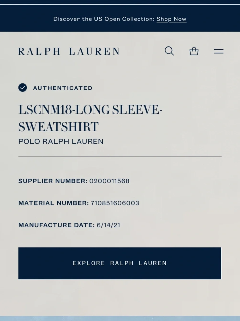 Polo Ralph Lauren Black Sweatshirt with Embroidered Camo Pony M